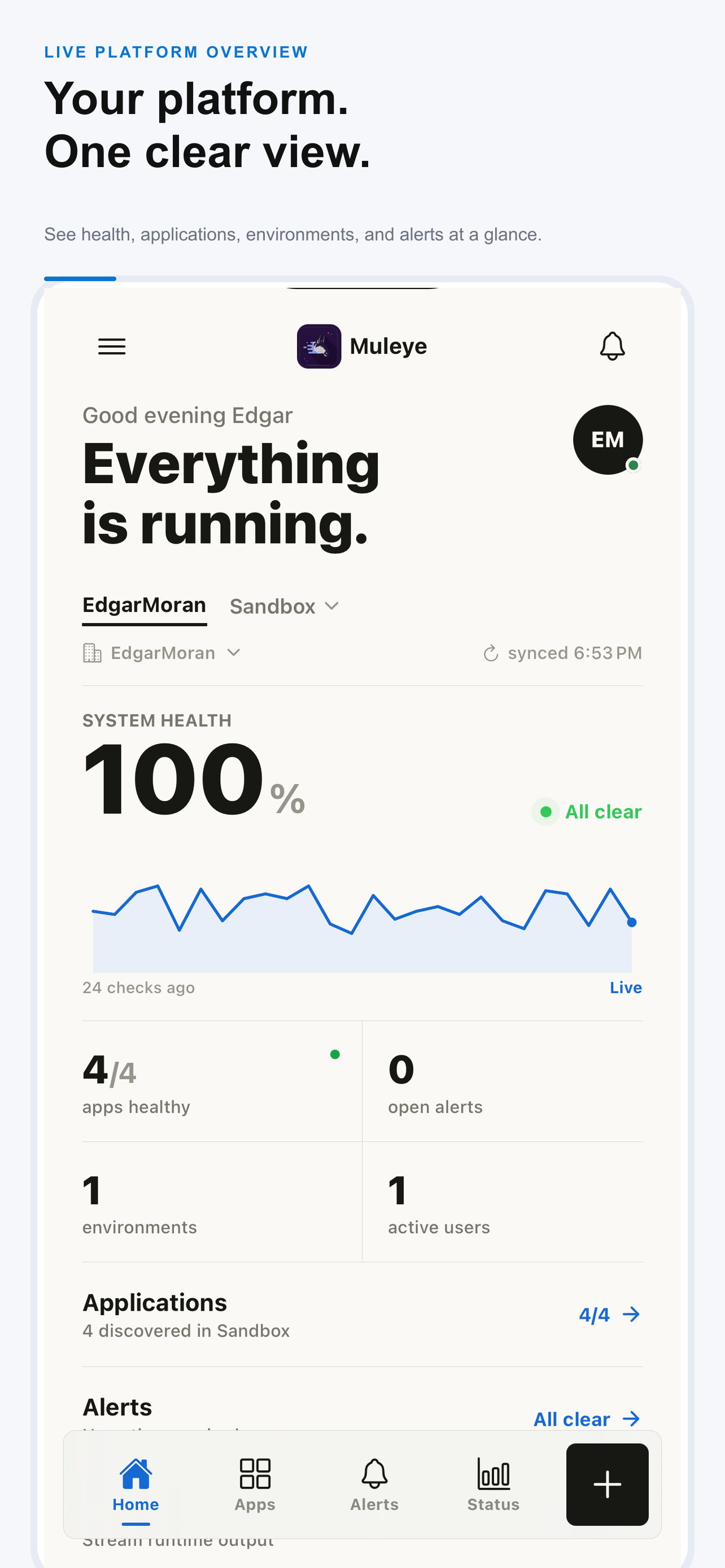 Platform Overview simulator screenshot