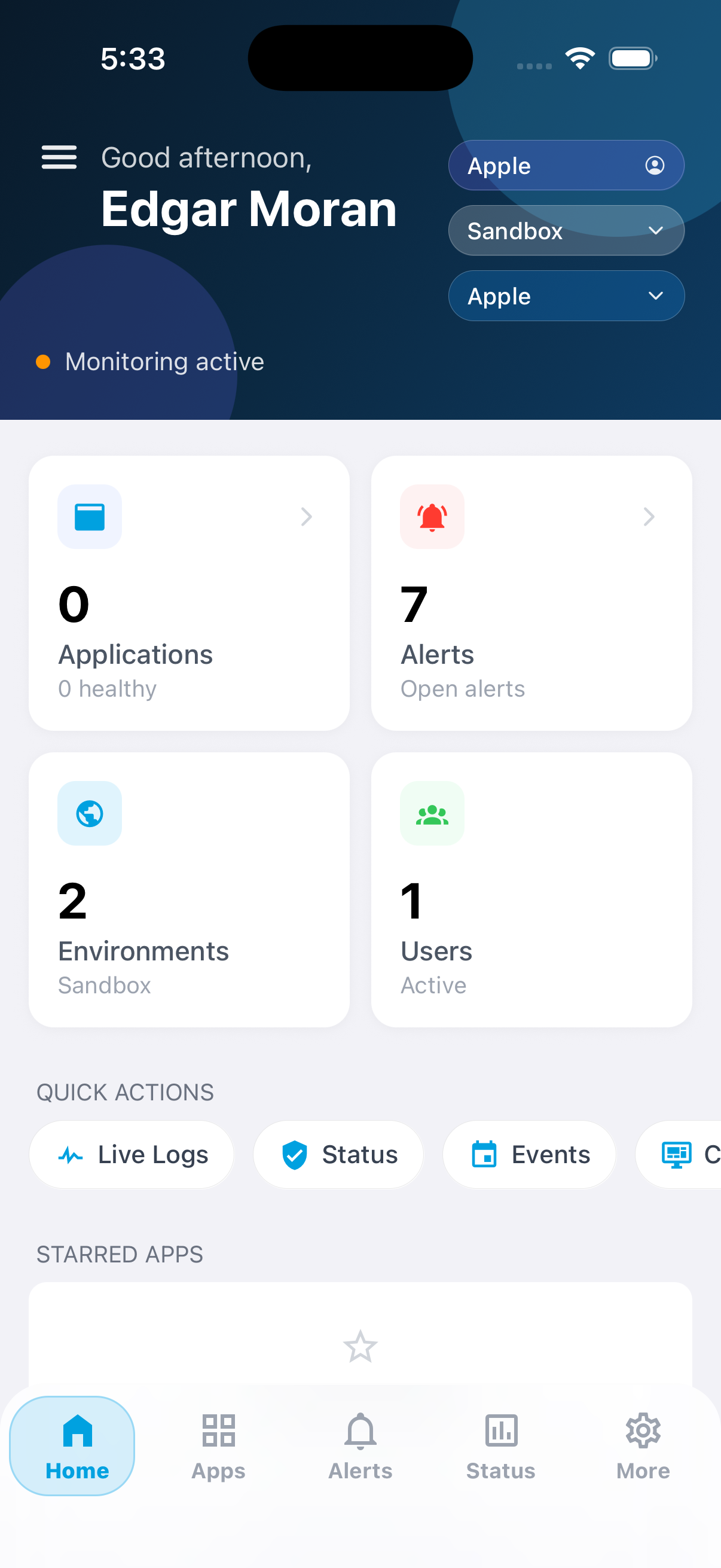 Live Dashboard screenshot